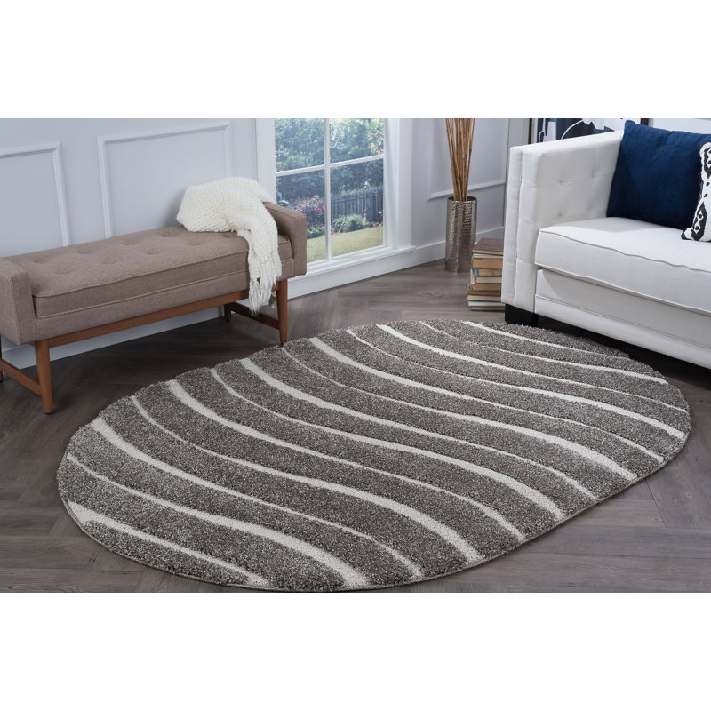 Tapis gris / crème Nassauer, Ovale 6 pi 7 po x 9 pi 6 po