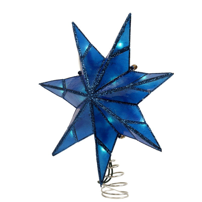 10-Light 7-Point Capiz Star Tree Topper, Blue