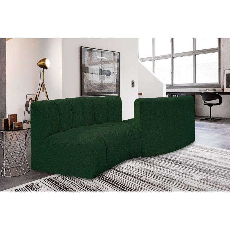Canapé et méridienne rembourrés Iziah, Tissu bouclé vert