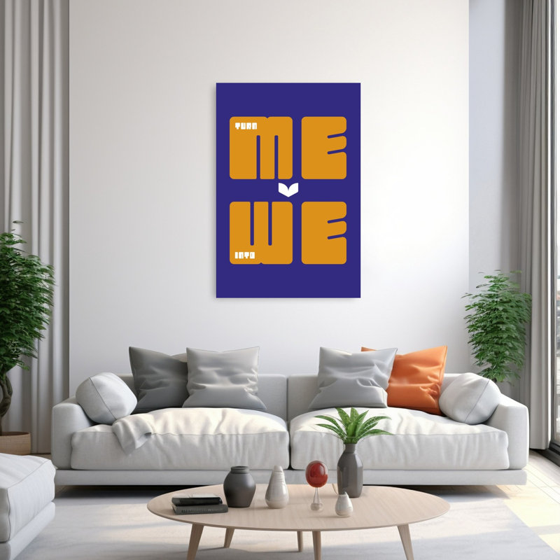 Turn Me Into We Abstract Contemporary Wall Art Print 1 Piece Wrapped Canvas Wall Art, 152.4cm H x 101.6cm W