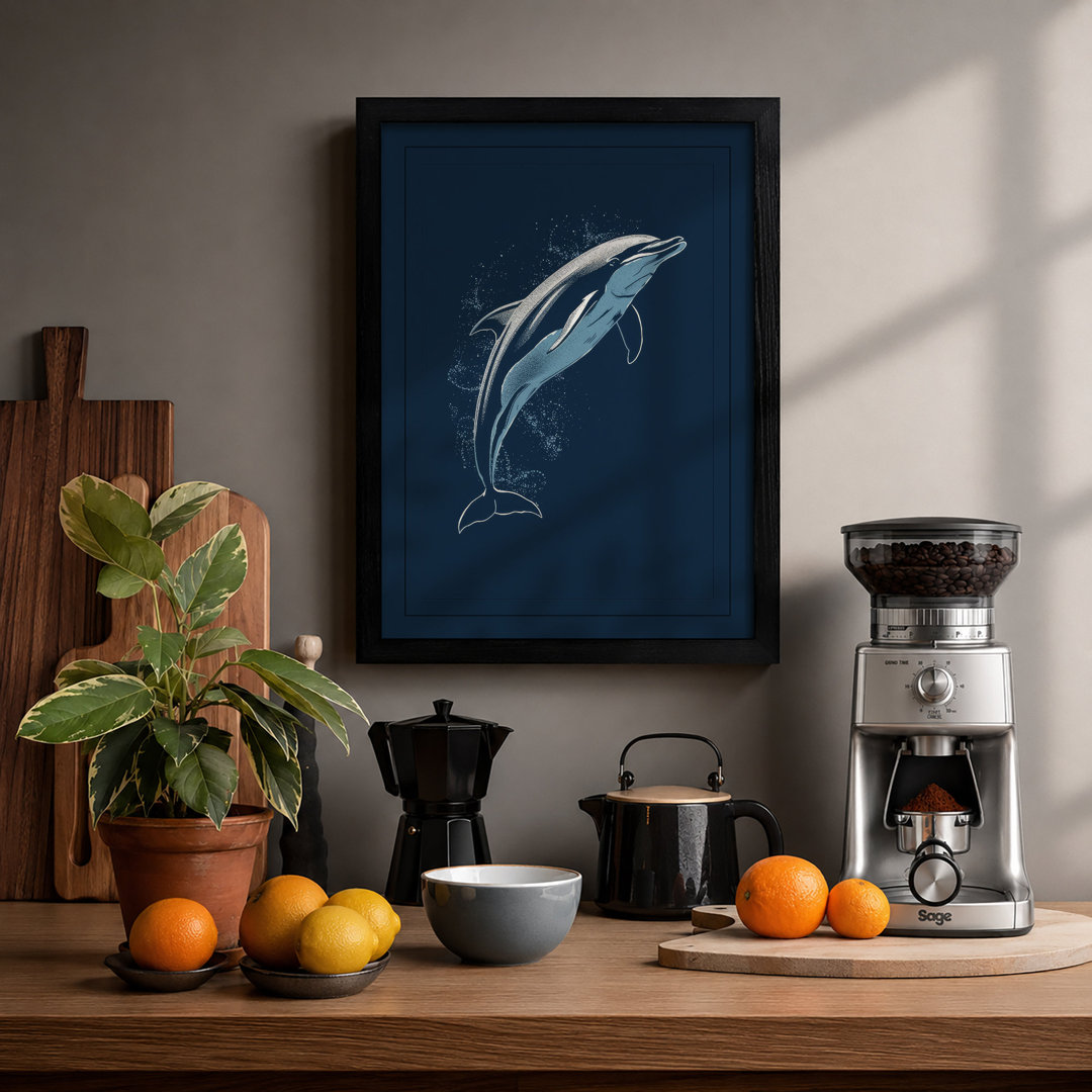 Leaping Dolphin Coastal - Framed Print