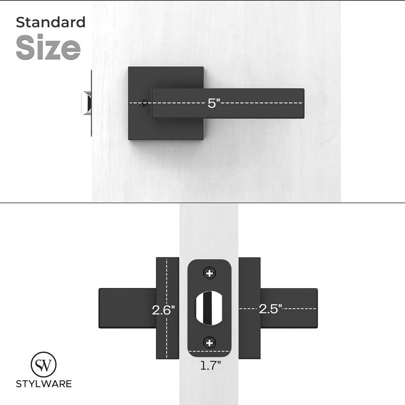Ensemble de poignées de porte réversible pour garde-robe et portes françaises Stylware - Conforme à l'ADA | Design moderne et carré | Convient à toutes les tailles de porte standard