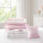Ensemble de couette 4 pièces en microfibre rose brodée à motifs floraux, taille Twin/Twin XL
