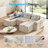 86.6" Cloud Modular Sectional Sofa with 2 Ottomans & 3 Cushions, L-Shaped Deep Seat Couches for Living Room, Modern Jute Fabric Upholstered Sofa, No Assembly Required!-297703373-276413371