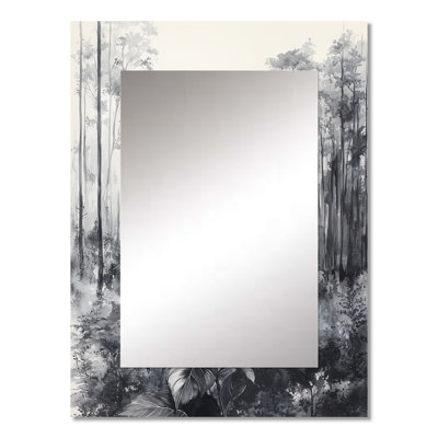 Hydrangea In Monochrome Forest - Hydrangea Wall Mirror, Traditional Decorative Mirror, Printed Metal Art