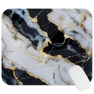 Abstract Black & Gray Marble Geode Crystals XIII Modern Gaming Cute Office Laptop Desk Pad Gift Mat Square Rectangle Non-Slip Mousepad