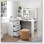 Bureau de coiffeuse avec lumières, coiffeuse de maquillage avec barre d'alimentation, ensemble de coiffeuse avec 3 grands tiroirs, miroir de coiffeuse 3 lumières de couleur réglables