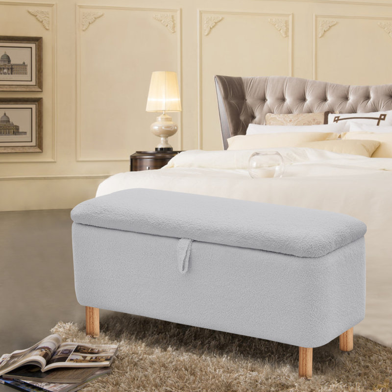 Dayvian 39.3" Storage Ottoman Bench for End of Bed, Gray