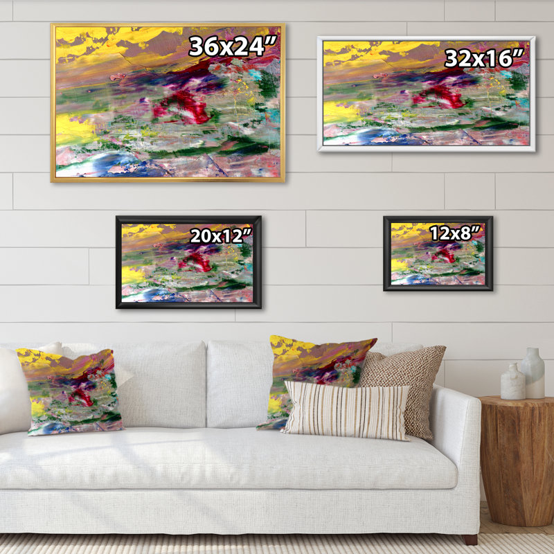 «Colorful Abstract Strokes IV», reproduction encadrée sur toile, H 24 po x l 36 po x P 1 po, Cadre flottant blanc