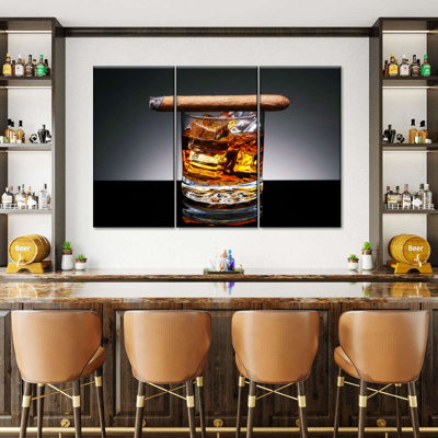 «All Cigar On Whiskey», reproduction d'art sur toile