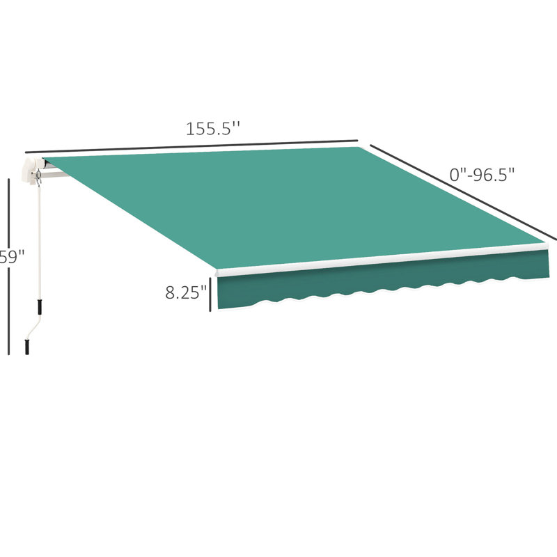 13' X 8' Patio Sunshade Awning - , , & Water-, Hand Crank Water- Deck Retractable, Manual