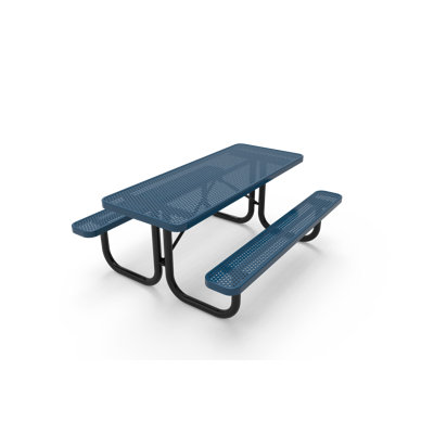 COATEDOUTDOORFURNITURE 6Ft Rect Picnic Table, Punched, Light Blue