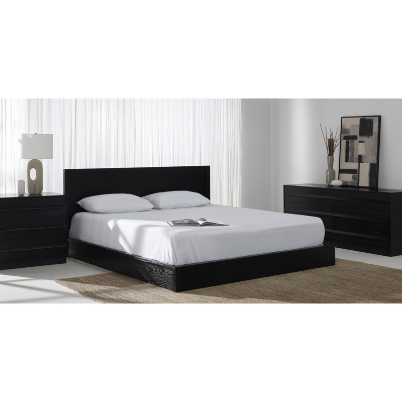 Ensemble de chambre à coucher 3 pièces Sauger, Très grand, Noir