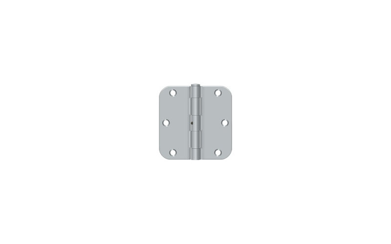 Deltana S35R5N3 3-1/2" x 3-1/2" x 5/8" Radius Hinge, Residential Thickness in Polished Brass Pair, Brushed Chrome