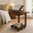 27.4" Solid Wood C-Shaped Rolling End Table with 360° Rotating Desktop, Foldable Shelf, Removable Laptop Stand & Lockable Wheels
