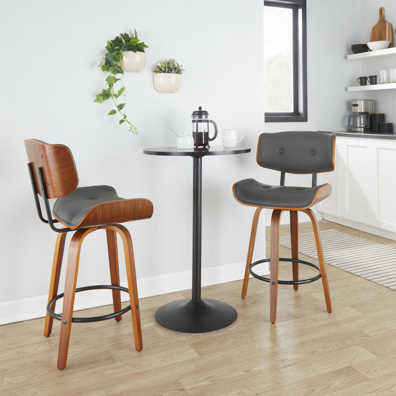 Laurenzio Swivel Upholstered Counter Stool, Gray