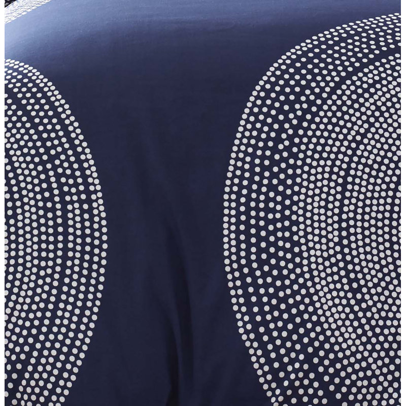 Marimekko Fokus Cotton Navy Duvet Cover Set, Full/Queen Duvet Cover + 2 Standard Shams, Navy/White