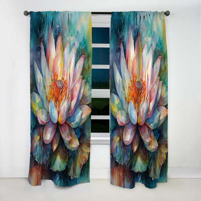 Pink Lotus Floral Dreams II - Lotus Curtain - Blackout Floral Curtain - 1 Panels
