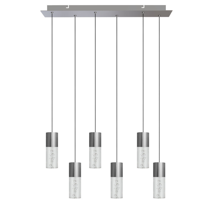 Luminaire suspendu cylindrique 6 lumières DEL Andromedae, Nickel