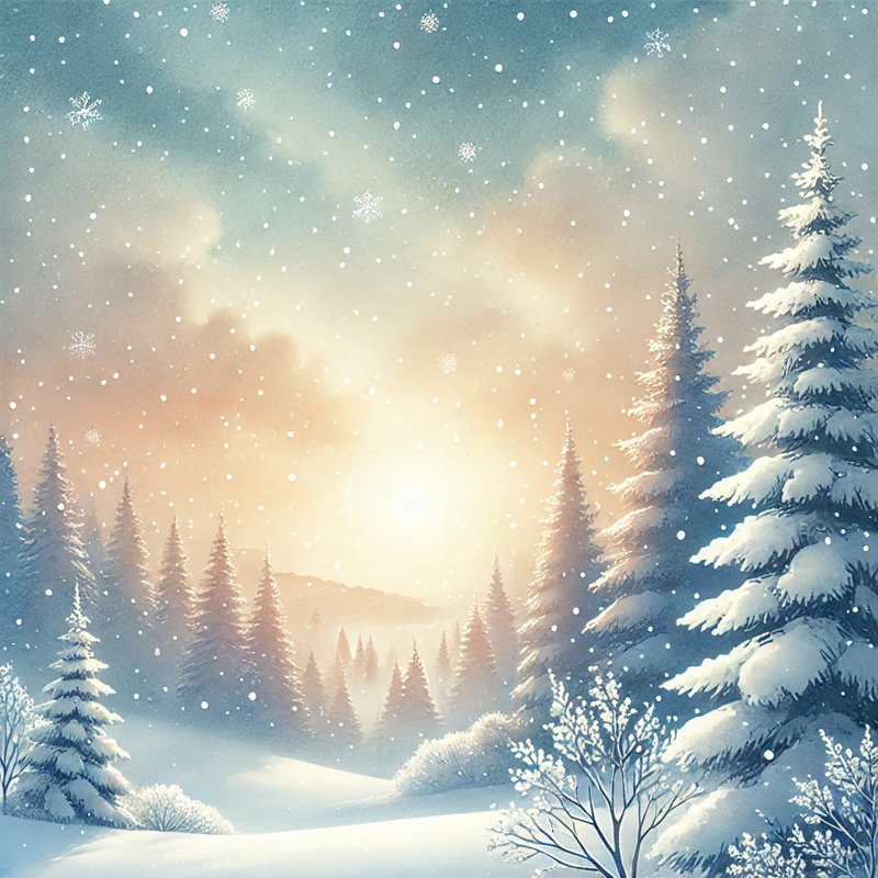 Serene Snowfall: Twilight Glow Canvas Print, 20" H x 20" W