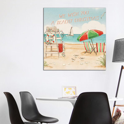 Beach Time I Christmas 1 Piece Wrapped Canvas Painting