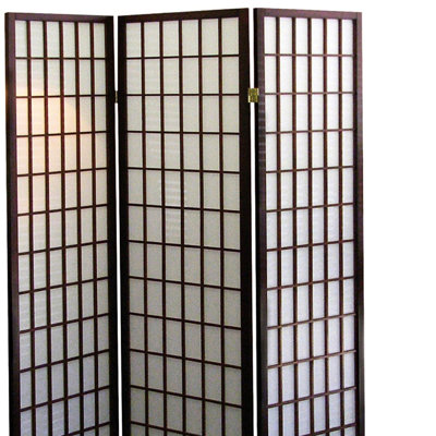 Cloison 3 pièces de 70 po de hauteur style japonais avec cloison en bois de cerisier