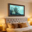 Agave bleue et plantes grasses avec contours dorés et art mural sur toile-133553888