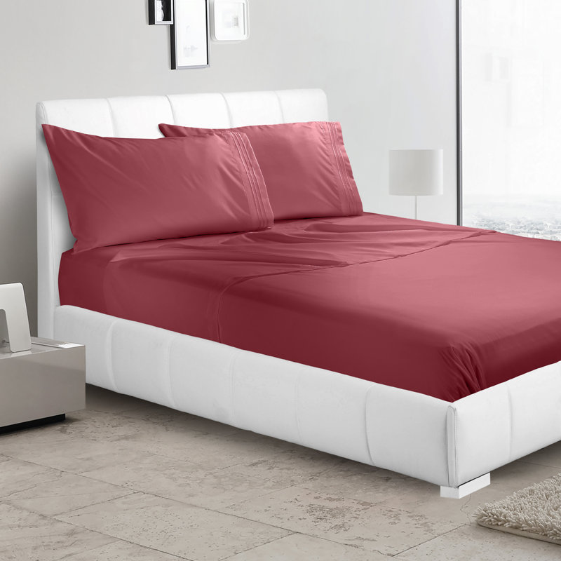 Drap plat en microfibre , Drap plat pour lit simple, Bourgogne