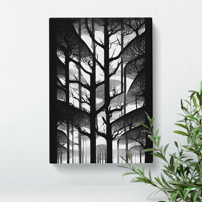 Monochrome Forest - Wrapped Canvas Print, 50cm H x 35cm W x 3cm D