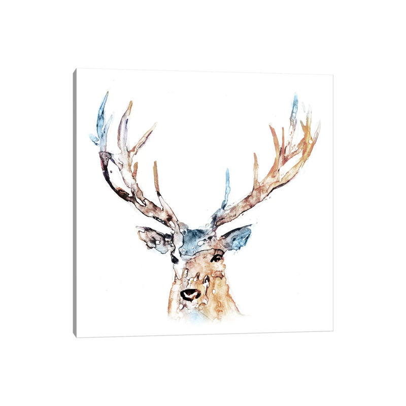 Watercolour Reindeer 1 Piece Wrapped Canvas Painting, 93.98 cm H x 93.98 cm W x 3.175 cm D