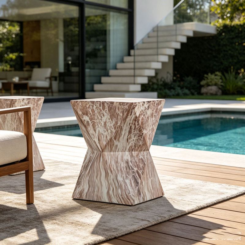 Tables de bout d'extérieur en ciment, H 18,3 po x l 12,4 po x P 12,4 po