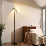 Hemion 72.8" RGB LED Black Torchiere Modern Floor Lamp with Remote Control and Foot Switch