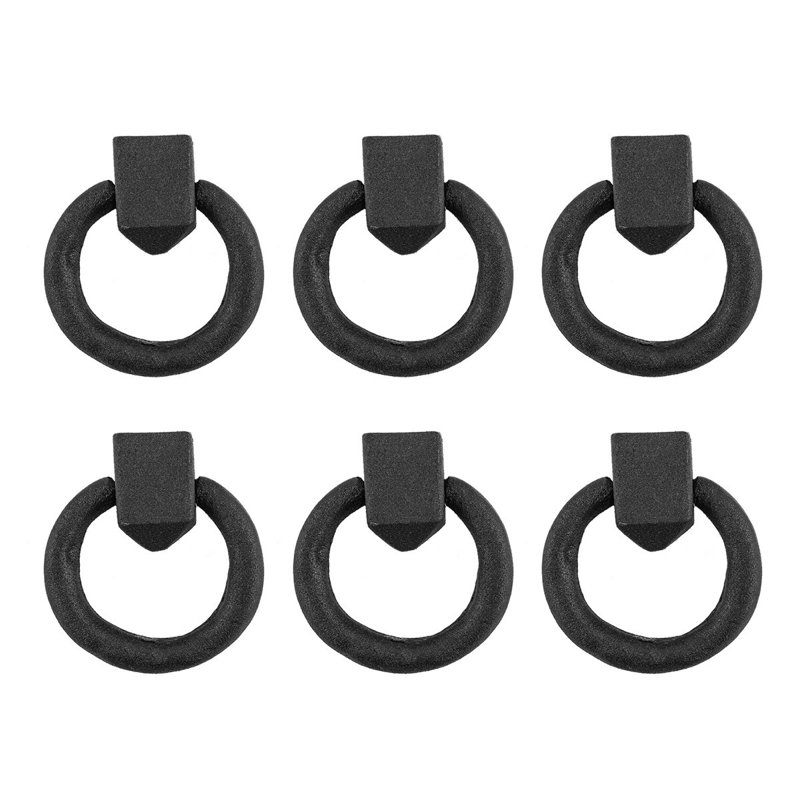 Black Cast Iron Ring Cabinet Pulls 2" Drop Style Rust Resistant