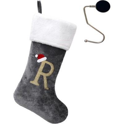 Bas de Noël monogrammés de 20 pouces avec lettres, bas de Noël super doux, bas de grand monogramme, bas de lettre rouge pour les Fêtes de Noël, cadeau de Noël…