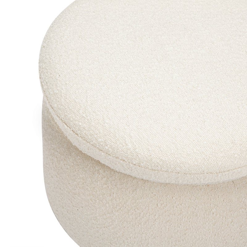 Repose-pieds rond avec rangement Enoki, Blanc