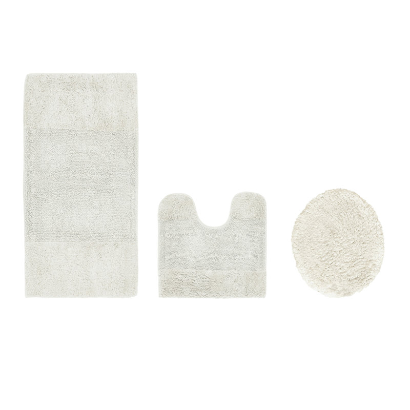 Merkle Premium 100% Cotton 2155 GSM 3-Piece Bath Rug Set, OEKO-TEX® Certified, Non-Slip Spray Latex Backing, Plush Tufted, Super Absorbent, Machine Washable Bathroom Rugs for Bathroom, Shower & Tub, Ivory
