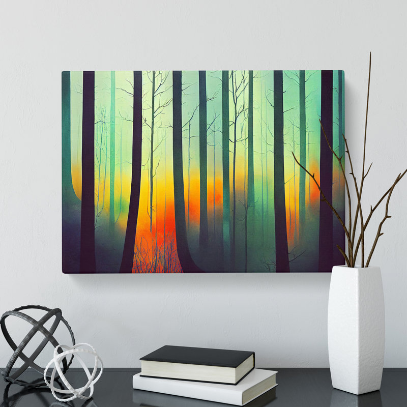 XXX-H1022-WF-7267X Quirky Spring Forest - Wrapped Canvas Print, 35cm H x 50cm W x 3cm D