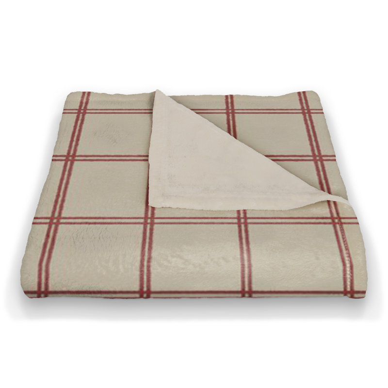 Hand Woven Throw Blanket, Cream/Red