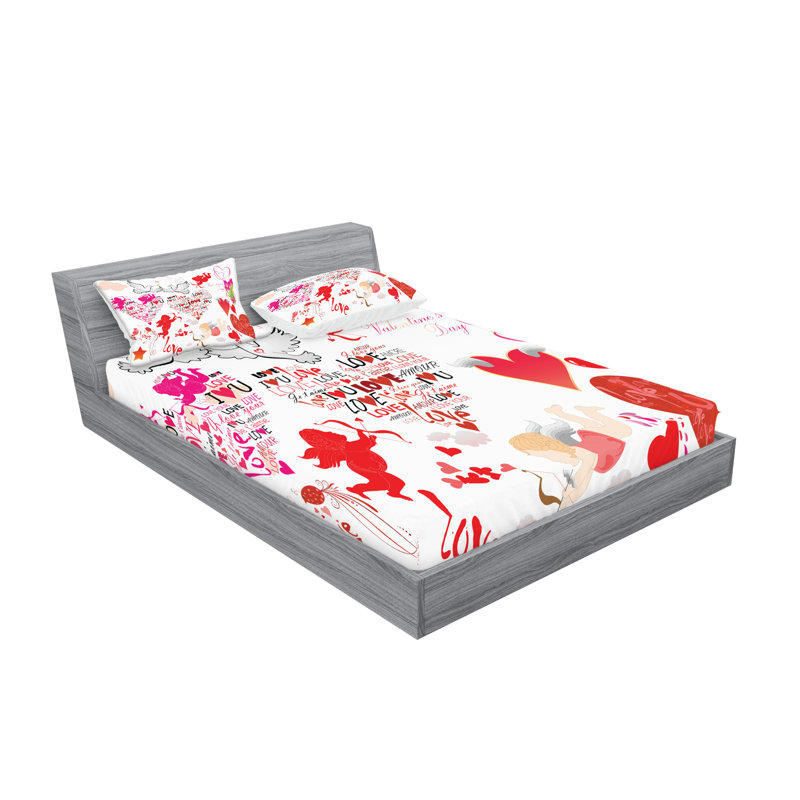 Multicolore ensemble de draps et taies décoratifs Ambesonne Love, Ensemble de draps pour très grand lit avec 4 taie