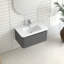 Meuble-lavabo mural de 30 po de couleur grise avec lavabo en céramique blanche sans couture, conception flottante élégante, 45 poignées en angle, tiroir à fermeture en douceur, finition usée, espace de rangement spacieux, style européen intégré-2098778298