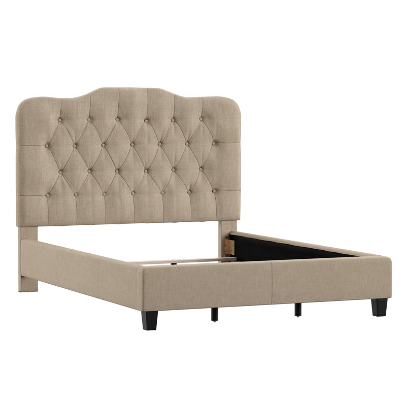 Lit tapissier capitonné Alenushka, Double, Beige