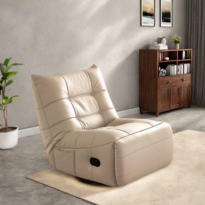 Modern comfortable wear-resistant rocking chair, Beige Faux Leather