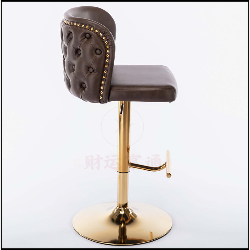 Tabouret Meyke, Siège brun / cadre doré