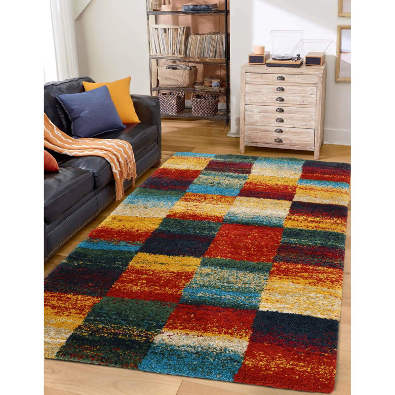 Block Print Area Rug, Rectangle 120 x 170 cm 