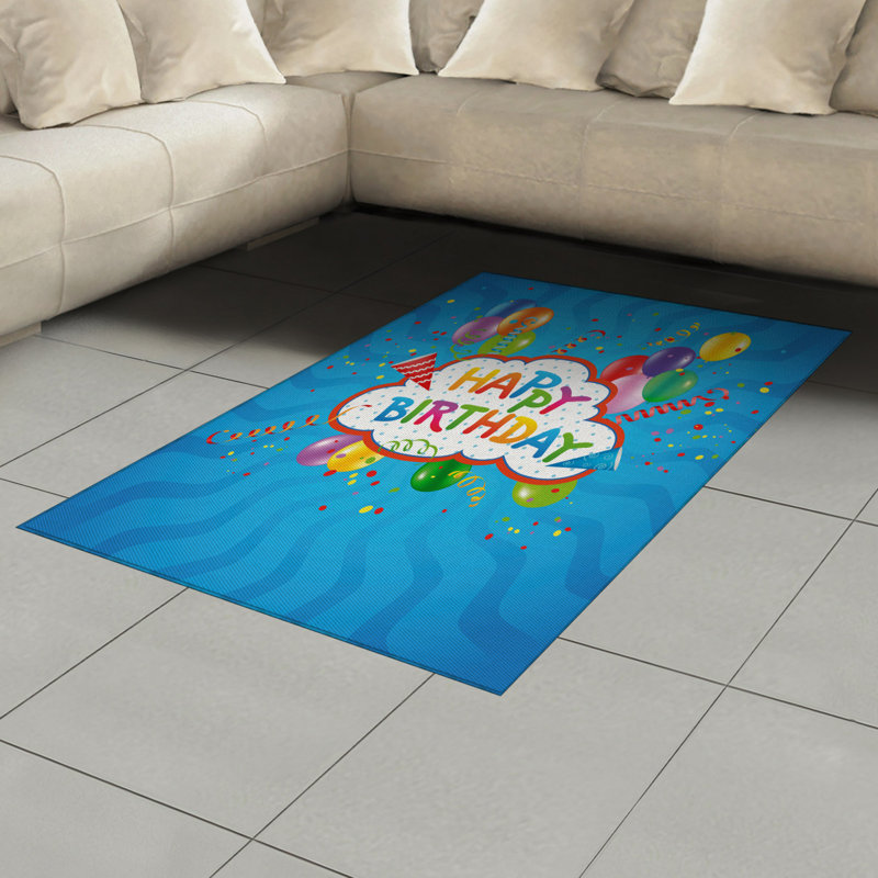Blue High Density Long Fiber Poly Threads Decorative Area Rug Carpet, Rectangle 4' x 5'8"