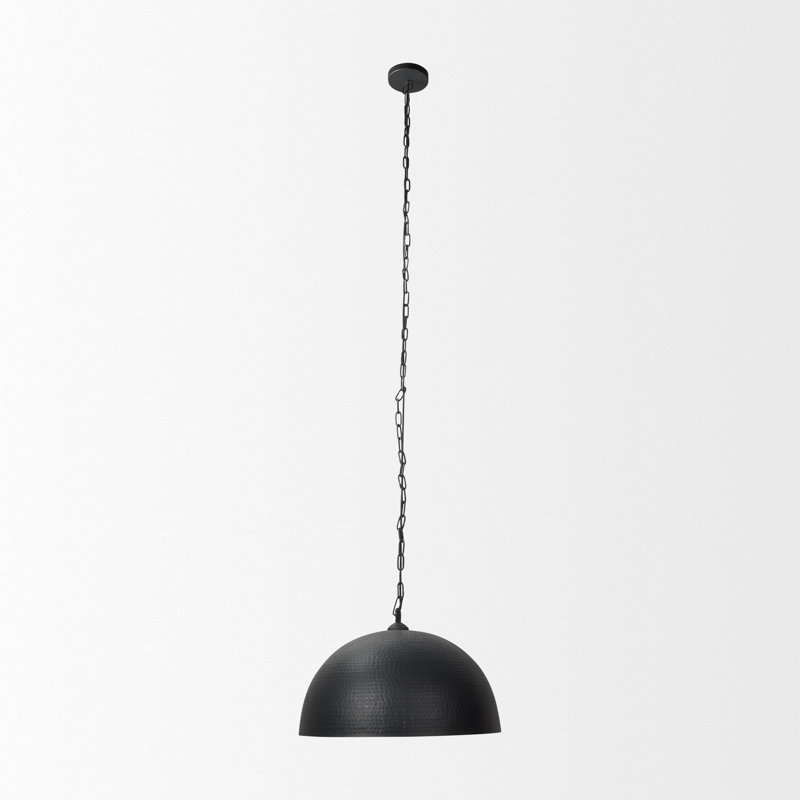 Cartie Hammered Metal Dome Pendant Light, Matte Black, Black, 17" H x 24" W x 24" D