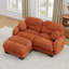 Canapé d'angle modulaire en tissu chenille confortable au design plissé, avec siège ergonomique en mousse haute densité, pouf, accoudoirs arrondis et 2 coussins décoratifs ronds.-2104518427