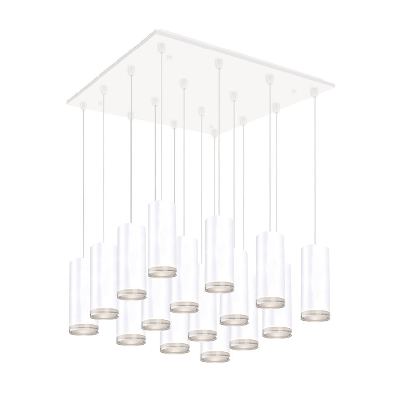 Cameo LED Pendant, White, 16 Lights, 133 W