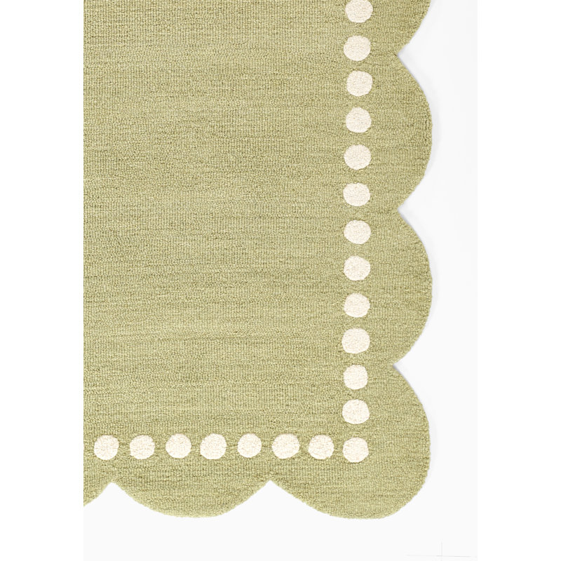 Tapis rond Lola en laine tuftée à la main, vert uni, 152 x 152 cm, Circulaire 5 pi x 5 pi