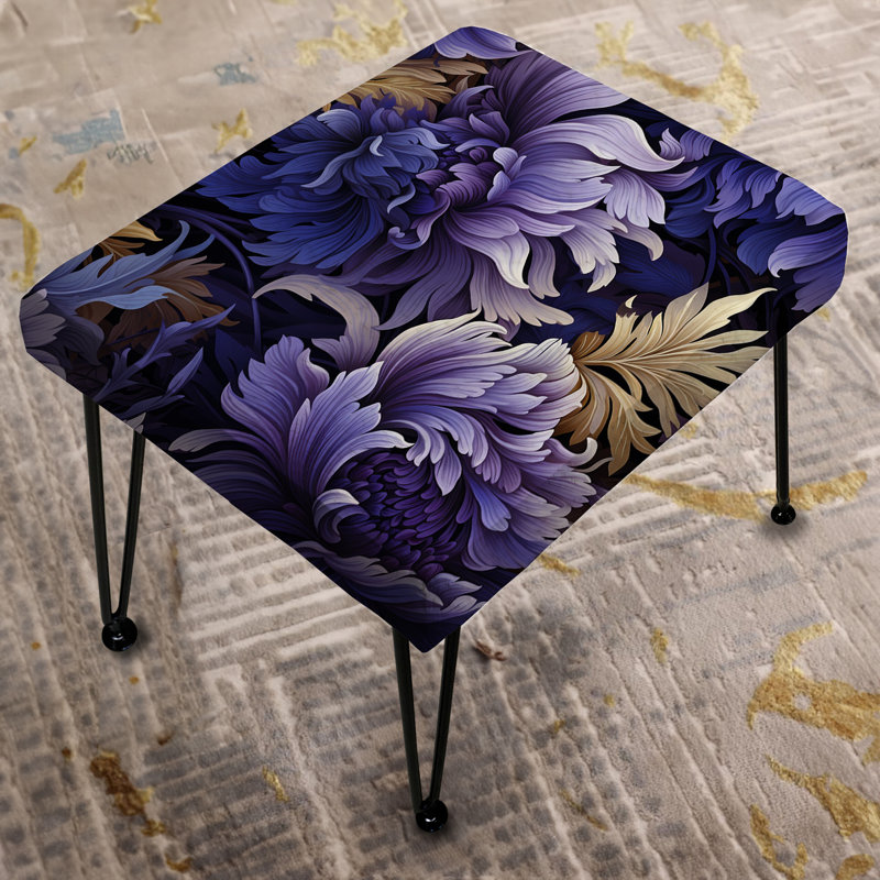Mystic Purple Damask Whispers - Damask Rectangle Ottoman